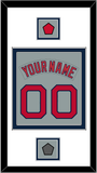 Boston Nameplate & Number (Back) Combined With Logo Patch & World Series Jersey Patch - Road Gray (1992-2008) - Double Mat 2