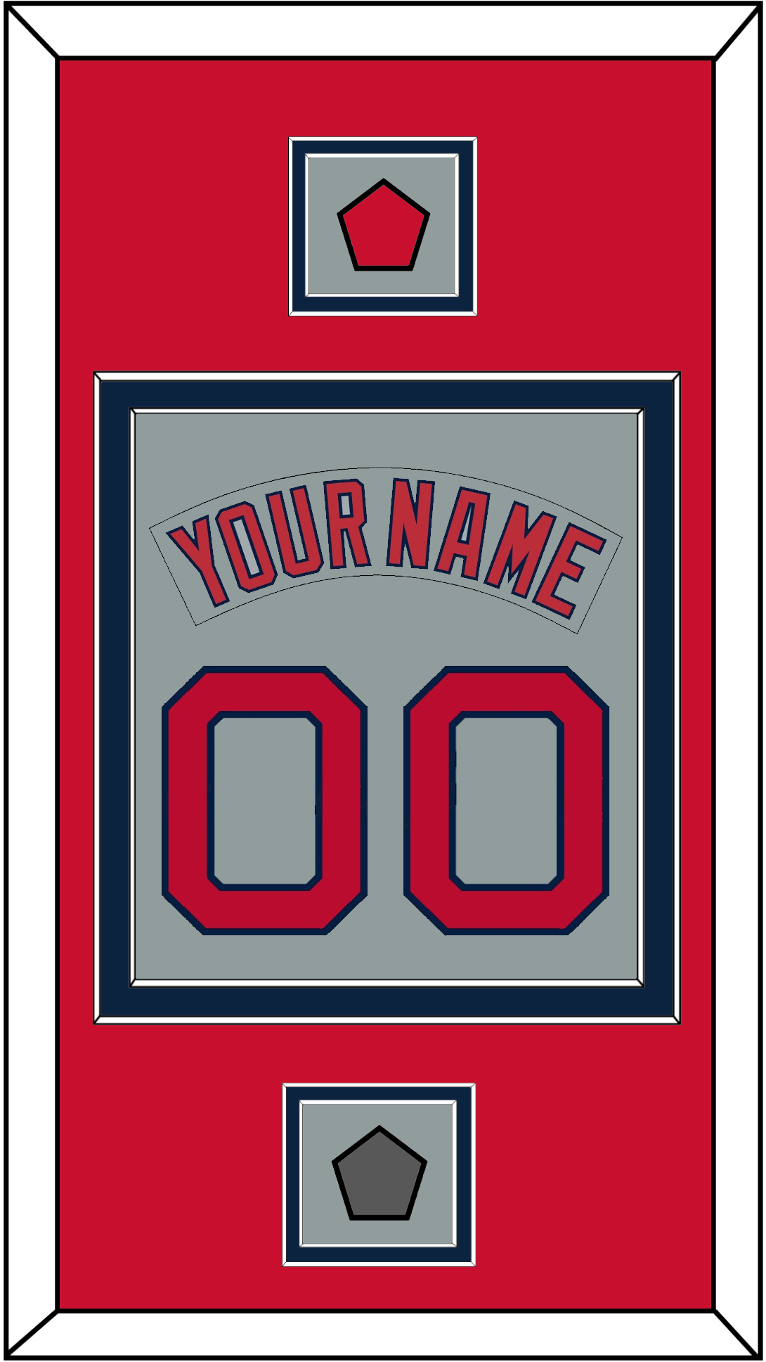 Boston Nameplate & Number (Back) Combined With Logo Patch & World Series Jersey Patch - Road Gray (1992-2008) - Signature Tier 3