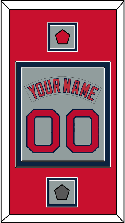 Boston Nameplate & Number (Back) Combined With Logo Patch & World Series Jersey Patch - Road Gray (1992-2008) - Signature Tier 3