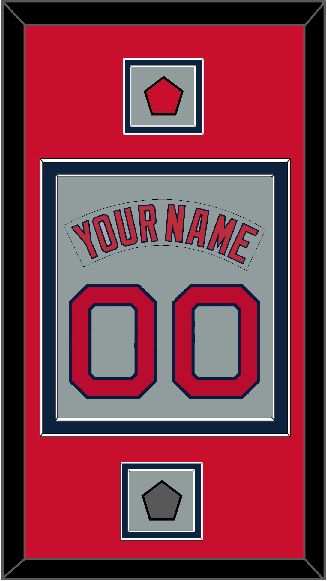 Boston Nameplate & Number (Back) Combined With Logo Patch & World Series Jersey Patch - Road Gray (1992-2008) - Signature Tier 3