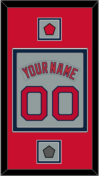 Boston Nameplate & Number (Back) Combined With Logo Patch & World Series Jersey Patch - Road Gray (1992-2008) - Signature Tier 3