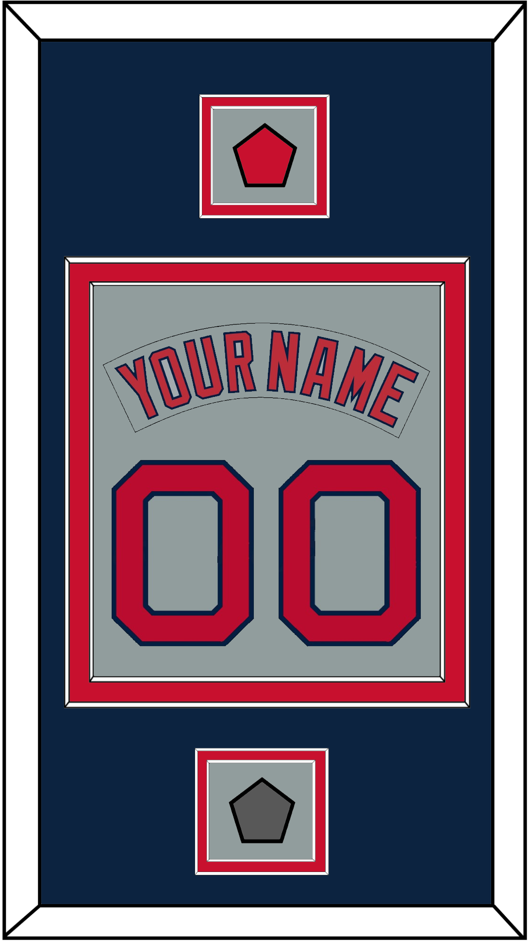Boston Nameplate & Number (Back) Combined With Logo Patch & World Series Champions Patch - Road Gray (1992-2008) - Signature Tier 4