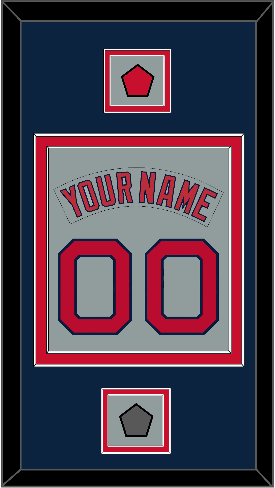 Boston Nameplate & Number (Back) Combined With Logo Patch & World Series Champions Patch - Road Gray (1992-2008) - Signature Tier 4