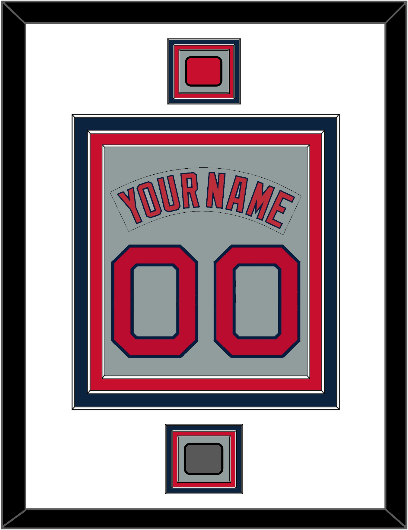Boston Nameplate & Number (Back) Combined With Logo Patch & World Series Champions Patch - Road Gray (1992-2008) - Premier Tier 1