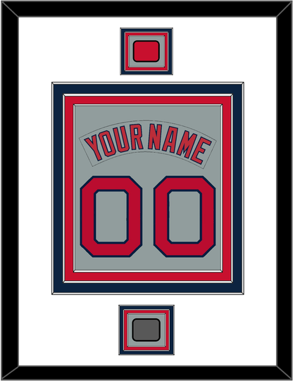 Boston Nameplate & Number (Back) Combined With Logo Patch & World Series Jersey Patch - Road Gray (1992-2008) - Premier Tier 1