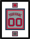 Boston Nameplate & Number (Back) Combined With Logo Patch & World Series Champions Patch - Road Gray (1992-2008) - Triple Mat 1