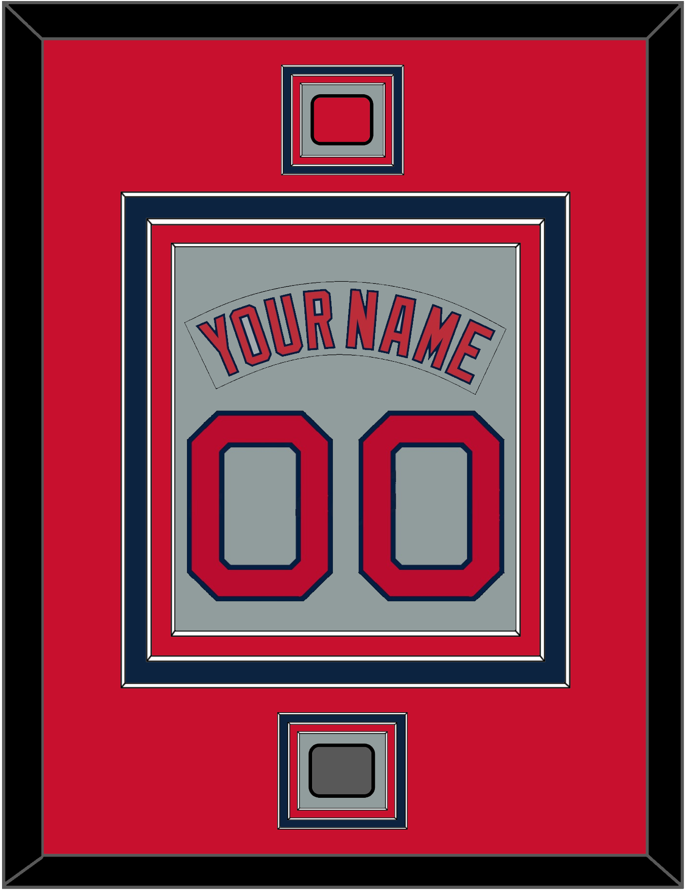 Boston Nameplate & Number (Back) Combined With Logo Patch & World Series Champions Patch - Road Gray (1992-2008) - Premier Tier 2