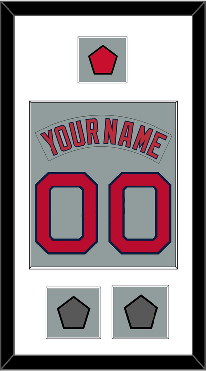 Boston Nameplate & Number (Back) Combined With Logo Patch & 2 World Series Jersey Patches - Road Gray (1992-2008) - Essential Tier 1
