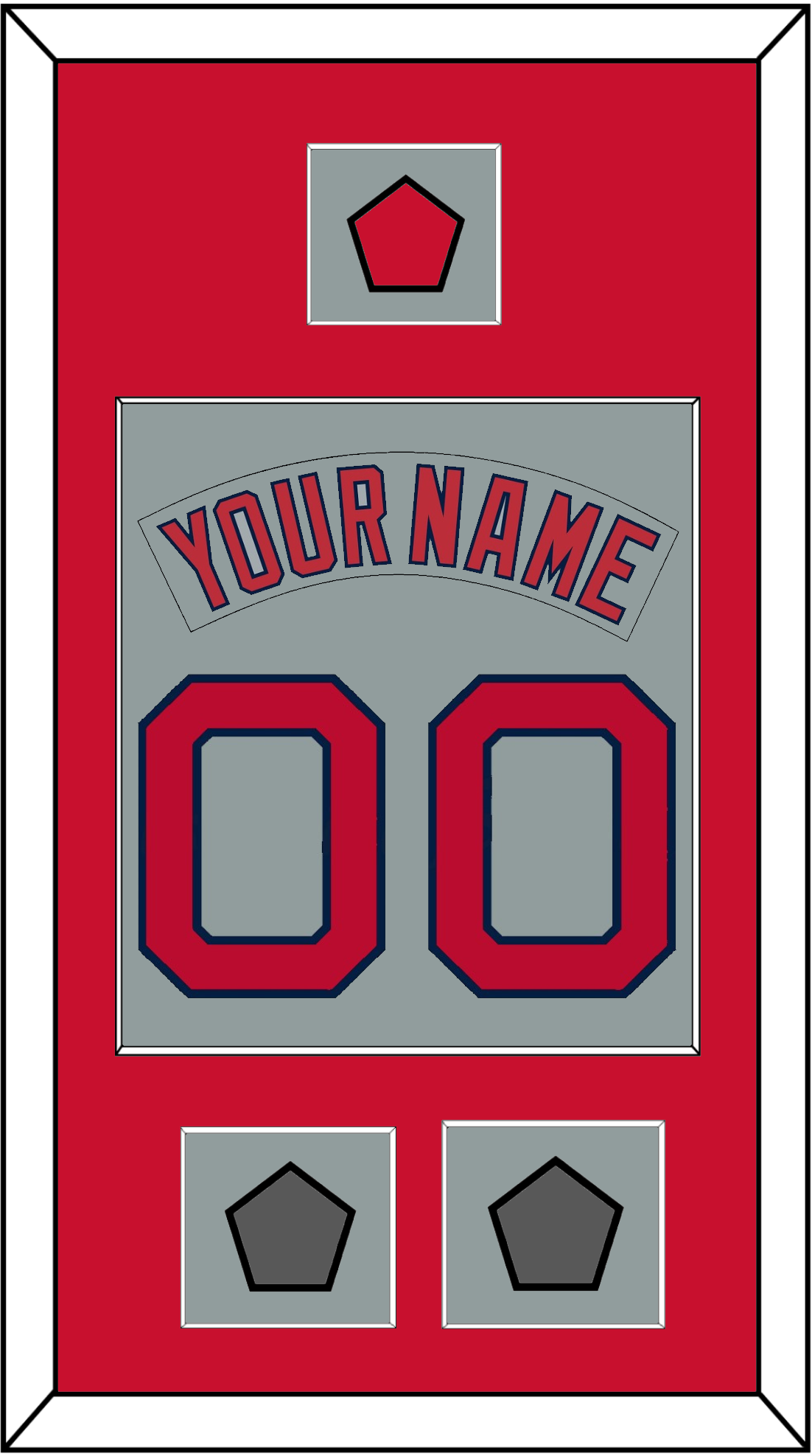 Boston Nameplate & Number (Back) Combined With Logo Patch & 2 World Series Champions Patches - Road Gray (1992-2008) - Essential Tier 2