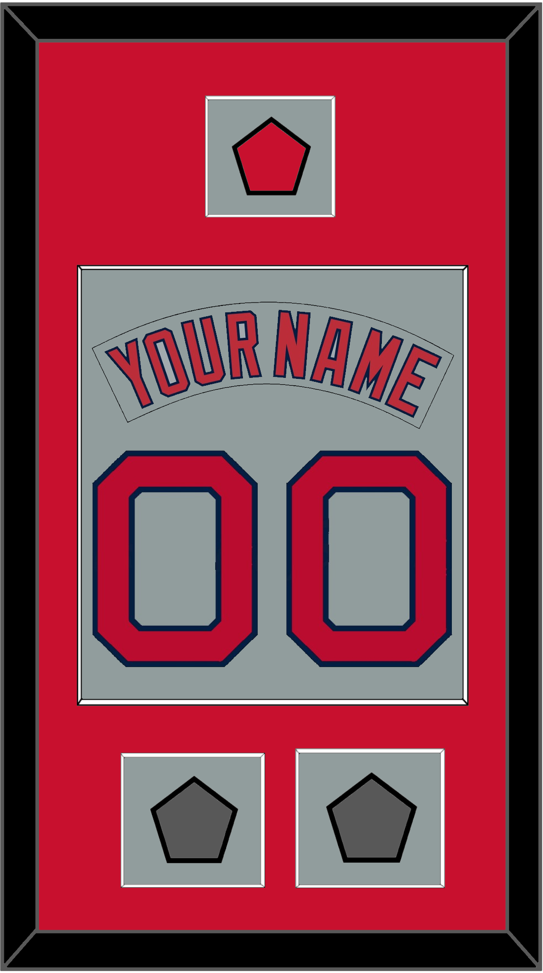 Boston Nameplate & Number (Back) Combined With Logo Patch & 2 World Series Champions Patches - Road Gray (1992-2008) - Essential Tier 2