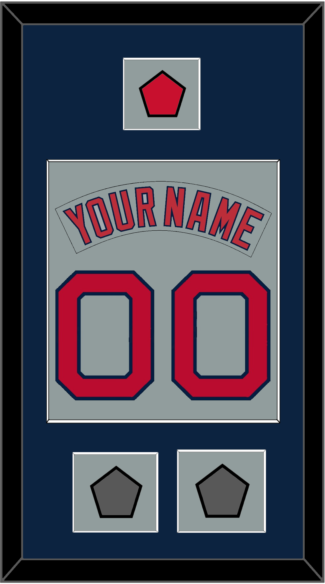 Boston Nameplate & Number (Back) Combined With Logo Patch & 2 World Series Champions Patches - Road Gray (1992-2008) - Essential Tier 3