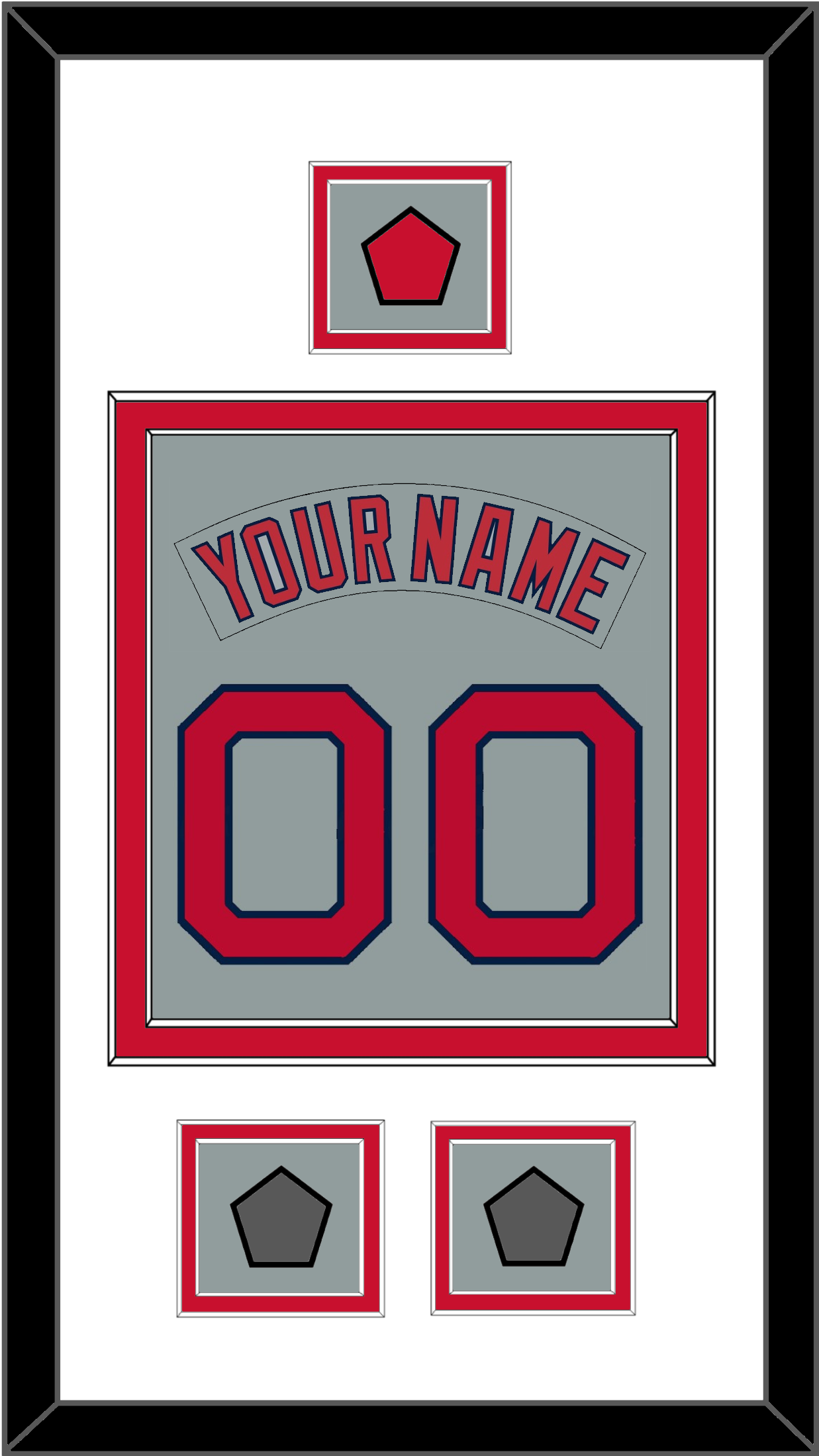 Boston Nameplate & Number (Back) Combined With Logo Patch & 2 World Series Champions Patches - Road Gray (1992-2008) - Signature Tier 1