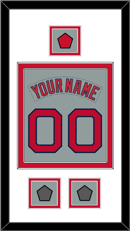Boston Nameplate & Number (Back) Combined With Logo Patch & 2 World Series Champions Patches - Road Gray (1992-2008) - Signature Tier 1