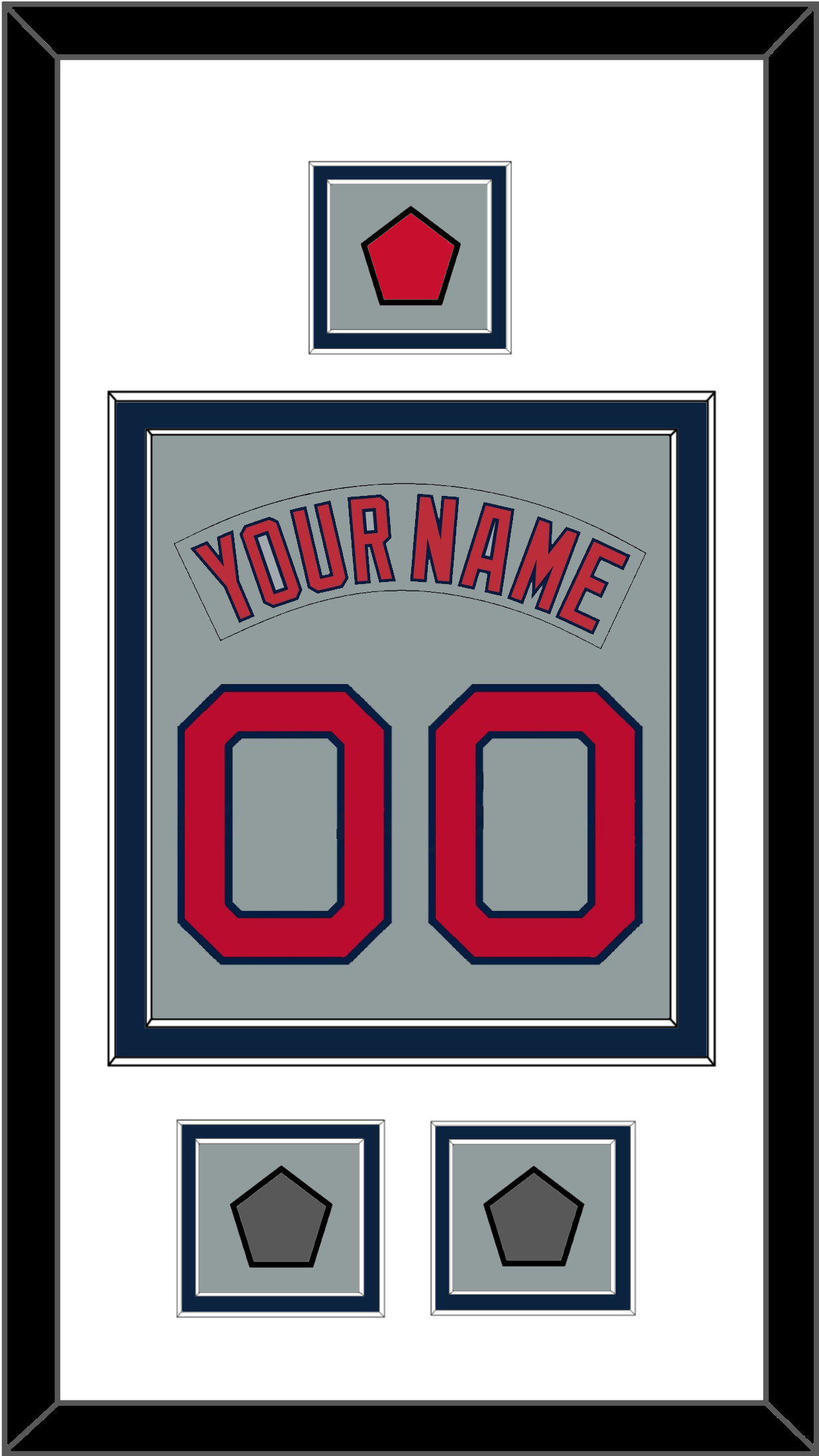 Boston Nameplate & Number (Back) Combined With Logo Patch & 2 World Series Champions Patches - Road Gray (1992-2008) - Signature Tier 2