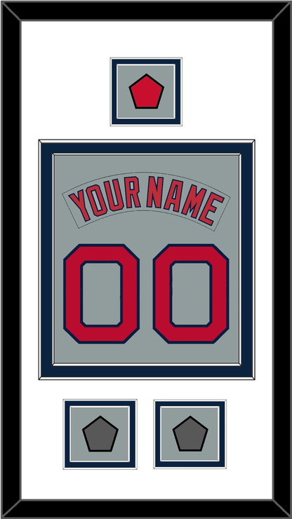 Boston Nameplate & Number (Back) Combined With Logo Patch & 2 World Series Jersey Patches - Road Gray (1992-2008) - Signature Tier 2