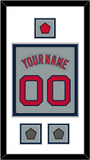 Boston Nameplate & Number (Back) Combined With Logo Patch & 2 World Series Champions Patches - Road Gray (1992-2008) - Double Mat 2