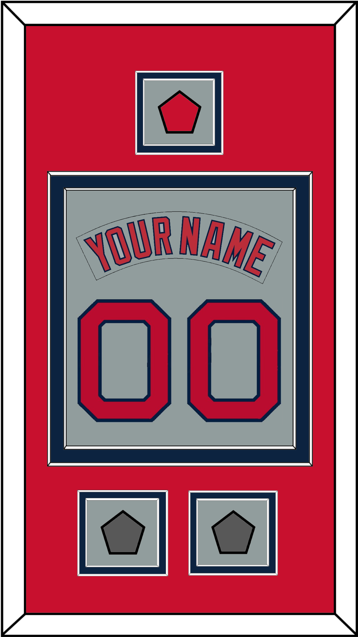 Boston Nameplate & Number (Back) Combined With Logo Patch & 2 World Series Jersey Patches - Road Gray (1992-2008) - Signature Tier 3