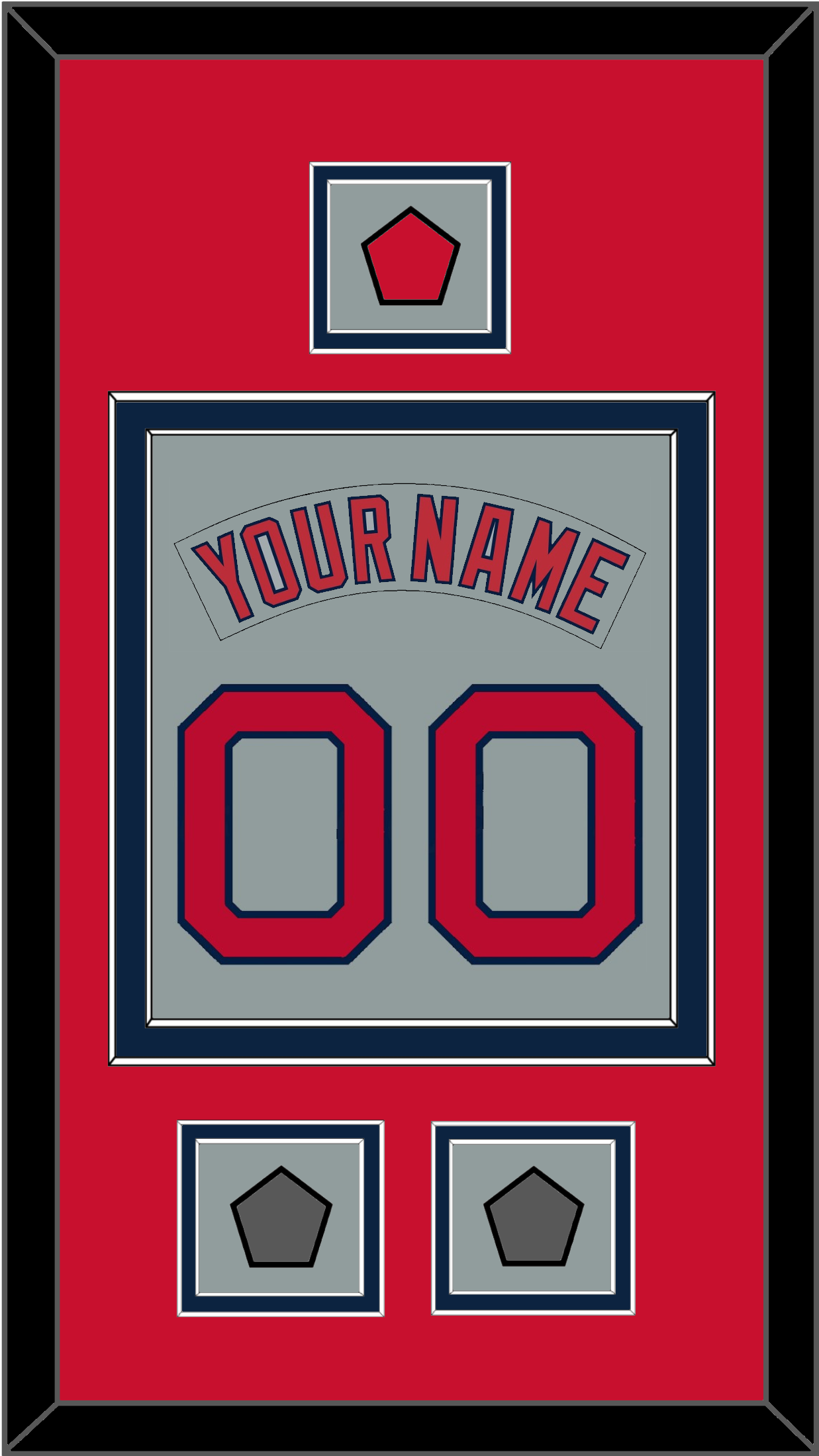 Boston Nameplate & Number (Back) Combined With Logo Patch & 2 World Series Champions Patches - Road Gray (1992-2008) - Signature Tier 3
