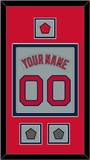 Boston Nameplate & Number (Back) Combined With Logo Patch & 2 World Series Champions Patches - Road Gray (1992-2008) - Double Mat 3