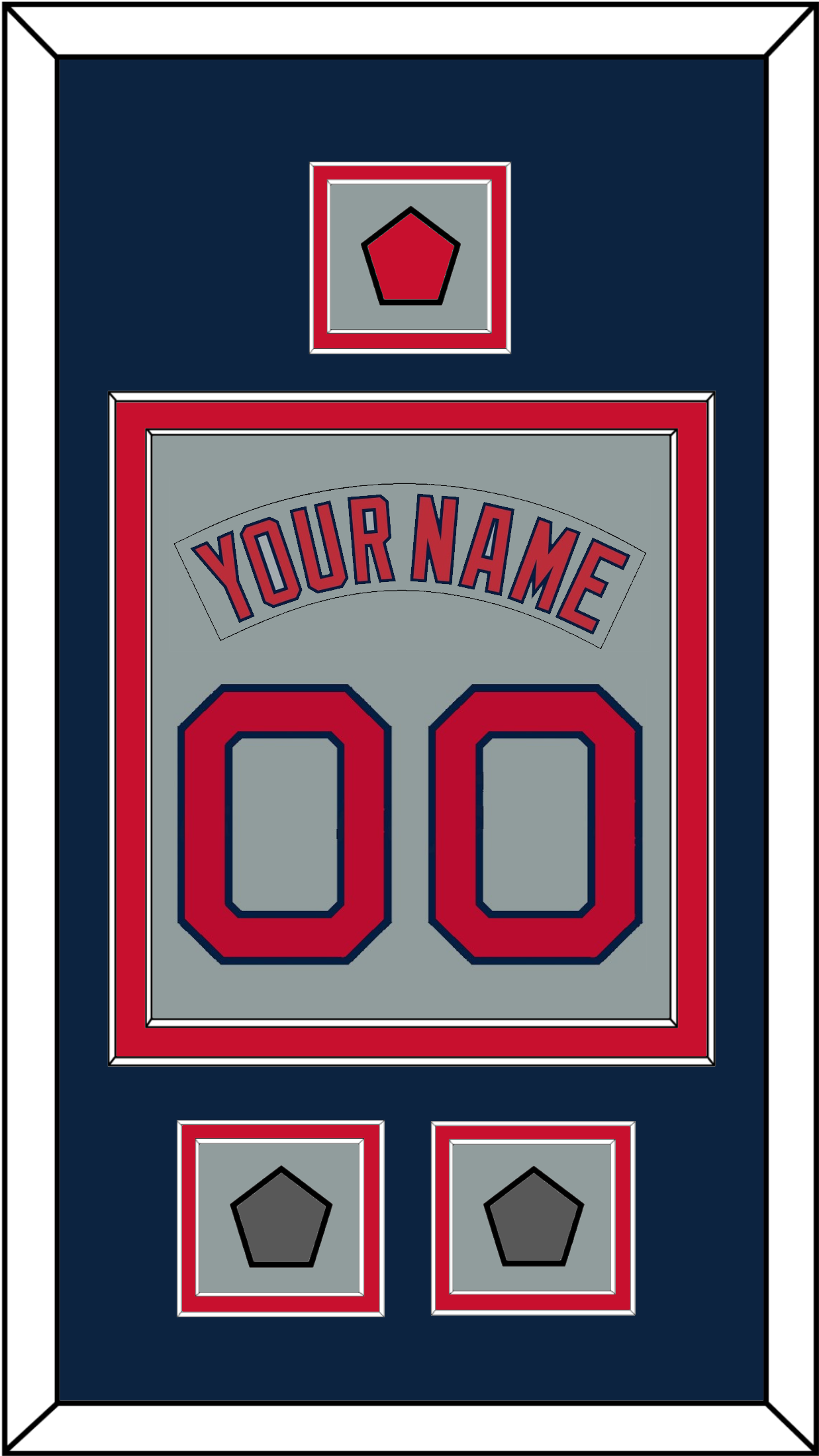 Boston Nameplate & Number (Back) Combined With Logo Patch & 2 World Series Champions Patches - Road Gray (1992-2008) - Signature Tier 4
