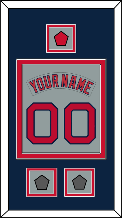Boston Nameplate & Number (Back) Combined With Logo Patch & 2 World Series Champions Patches - Road Gray (1992-2008) - Signature Tier 4