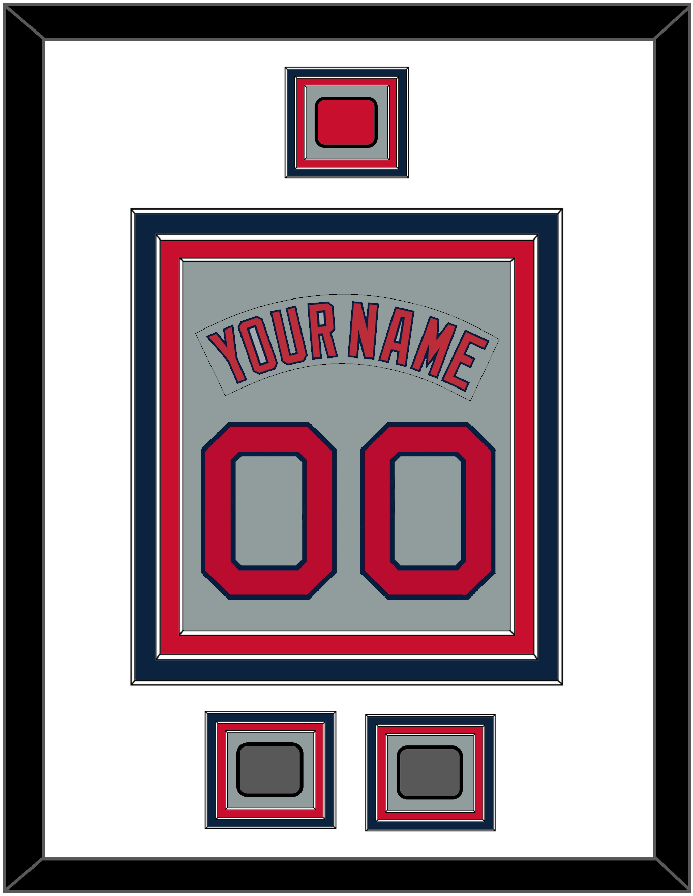 Boston Nameplate & Number (Back) Combined With Logo Patch & 2 World Series Champions Patches - Road Gray (1992-2008) - Premier Tier 1