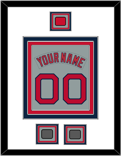 Boston Nameplate & Number (Back) Combined With Logo Patch & 2 World Series Champions Patches - Road Gray (1992-2008) - Premier Tier 1