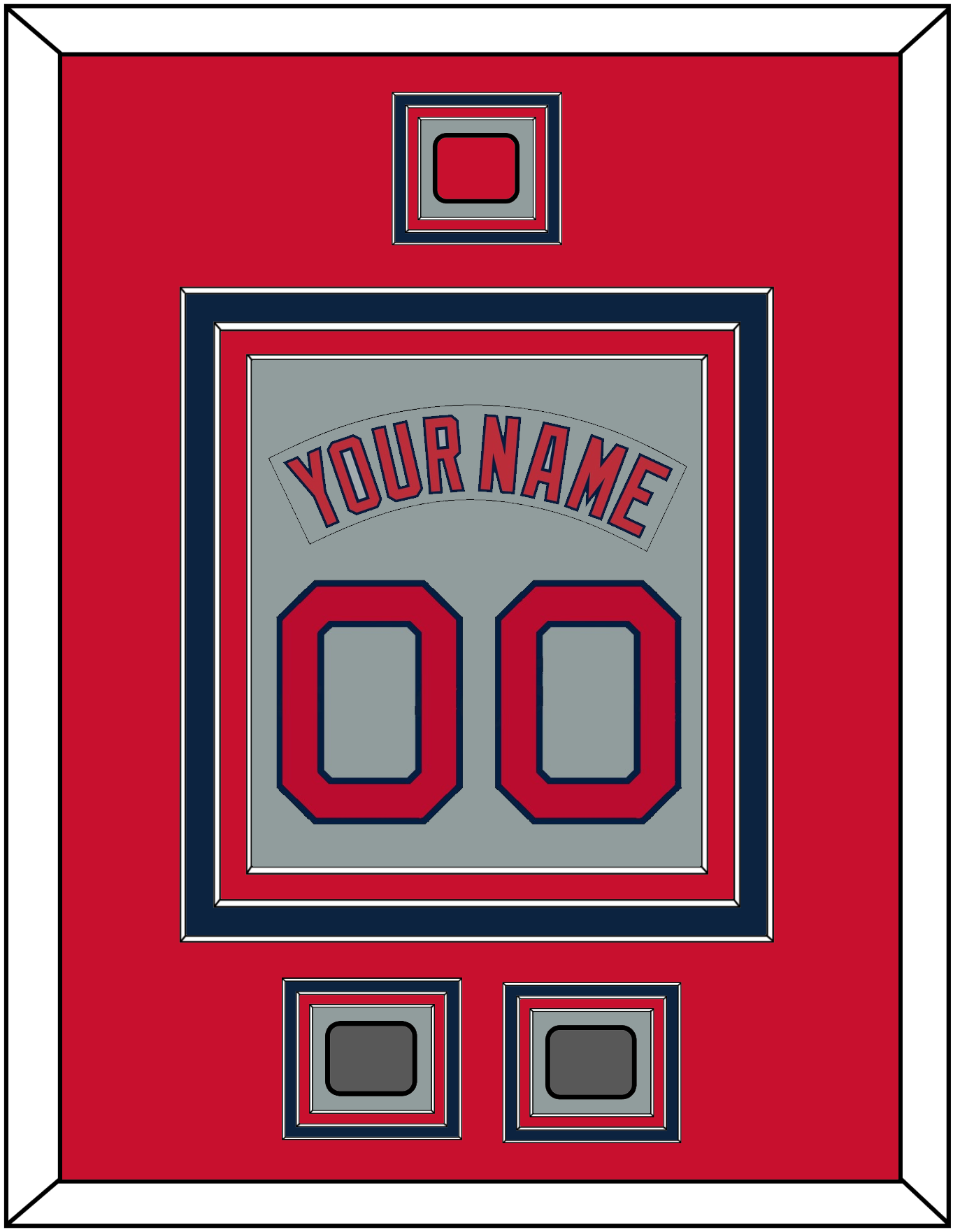 Boston Nameplate & Number (Back) Combined With Logo Patch & 2 World Series Champions Patches - Road Gray (1992-2008) - Premier Tier 2