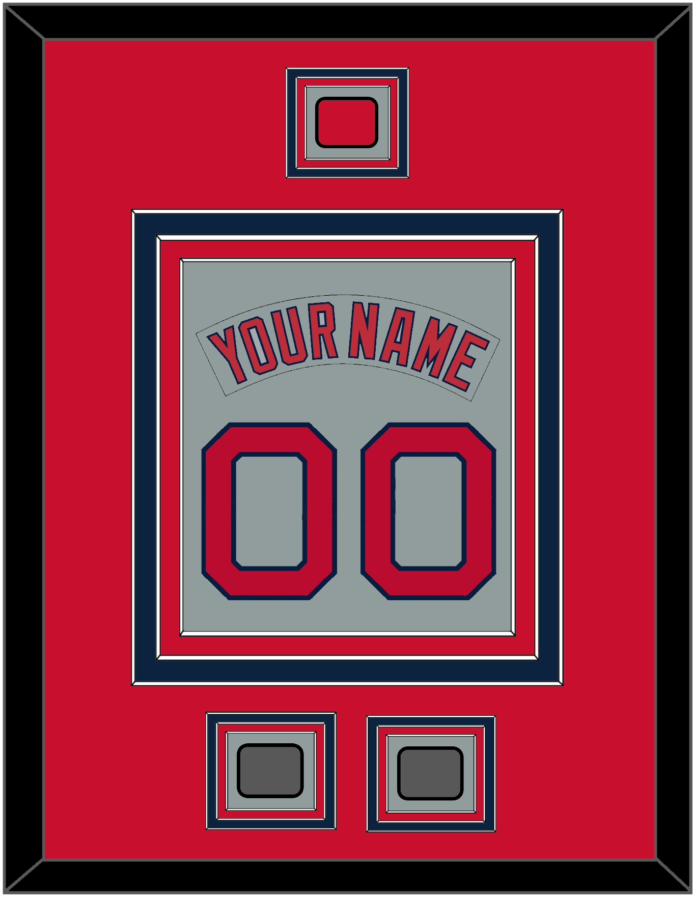 Boston Nameplate & Number (Back) Combined With Logo Patch & 2 World Series Champions Patches - Road Gray (1992-2008) - Premier Tier 2