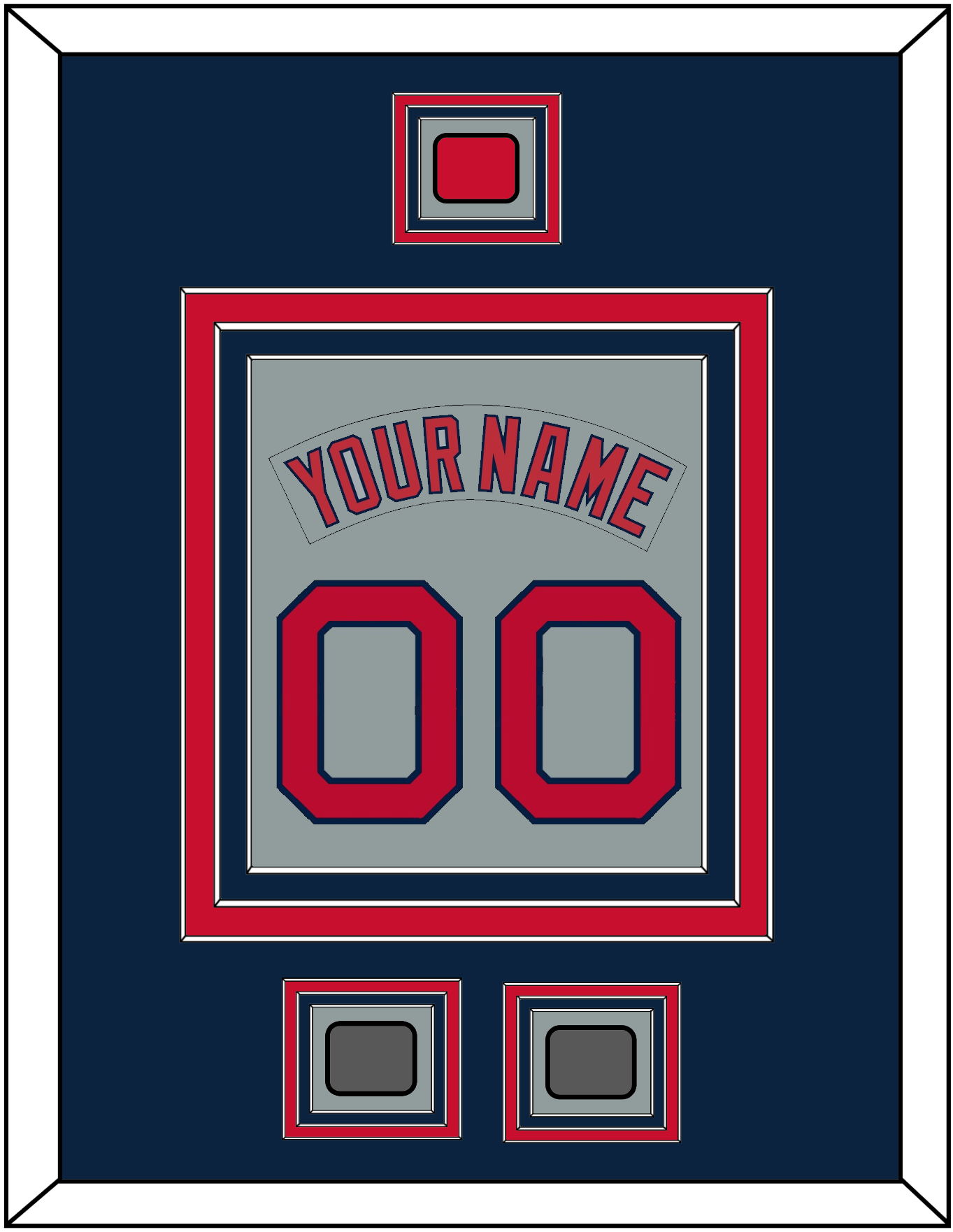 Boston Nameplate & Number (Back) Combined With Logo Patch & 2 World Series Jersey Patches - Road Gray (1992-2008) - Premier Tier 3
