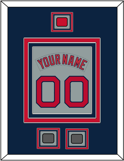 Boston Nameplate & Number (Back) Combined With Logo Patch & 2 World Series Jersey Patches - Road Gray (1992-2008) - Premier Tier 3