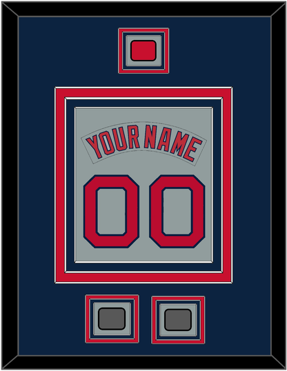 Boston Nameplate & Number (Back) Combined With Logo Patch & 2 World Series Champions Patches - Road Gray (1992-2008) - Premier Tier 3