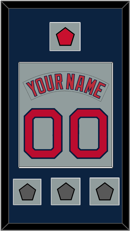 Boston Nameplate & Number (Back) Combined With Logo Patch & 3 World Series Champions Patches - Road Gray (1992-2008) - Essential Tier 3
