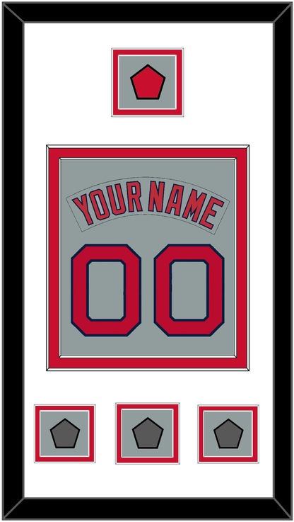 Boston Nameplate & Number (Back) Combined With Logo Patch & 3 World Series Champions Patches - Road Gray (1992-2008) - Signature Tier 1