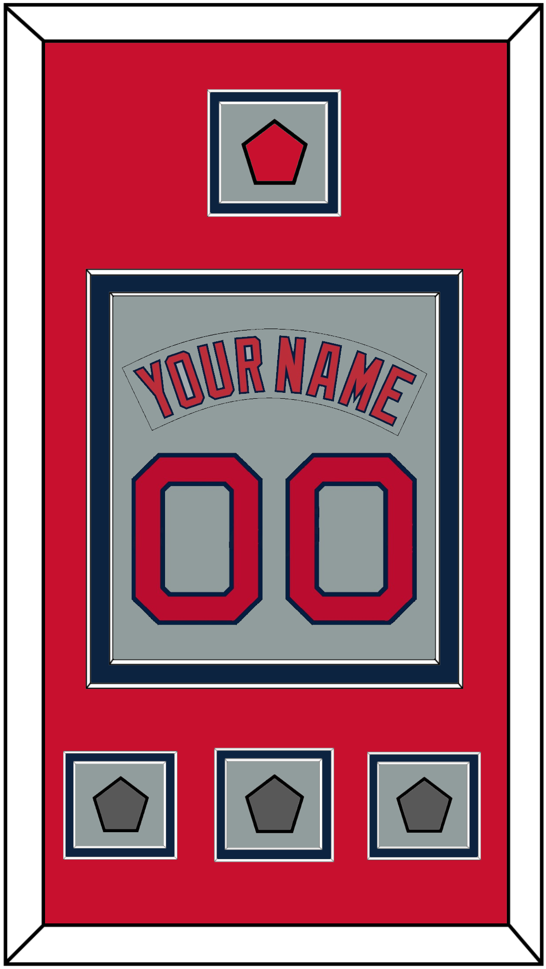 Boston Nameplate & Number (Back) Combined With Logo Patch & 3 World Series Champions Patches - Road Gray (1992-2008) - Signature Tier 3