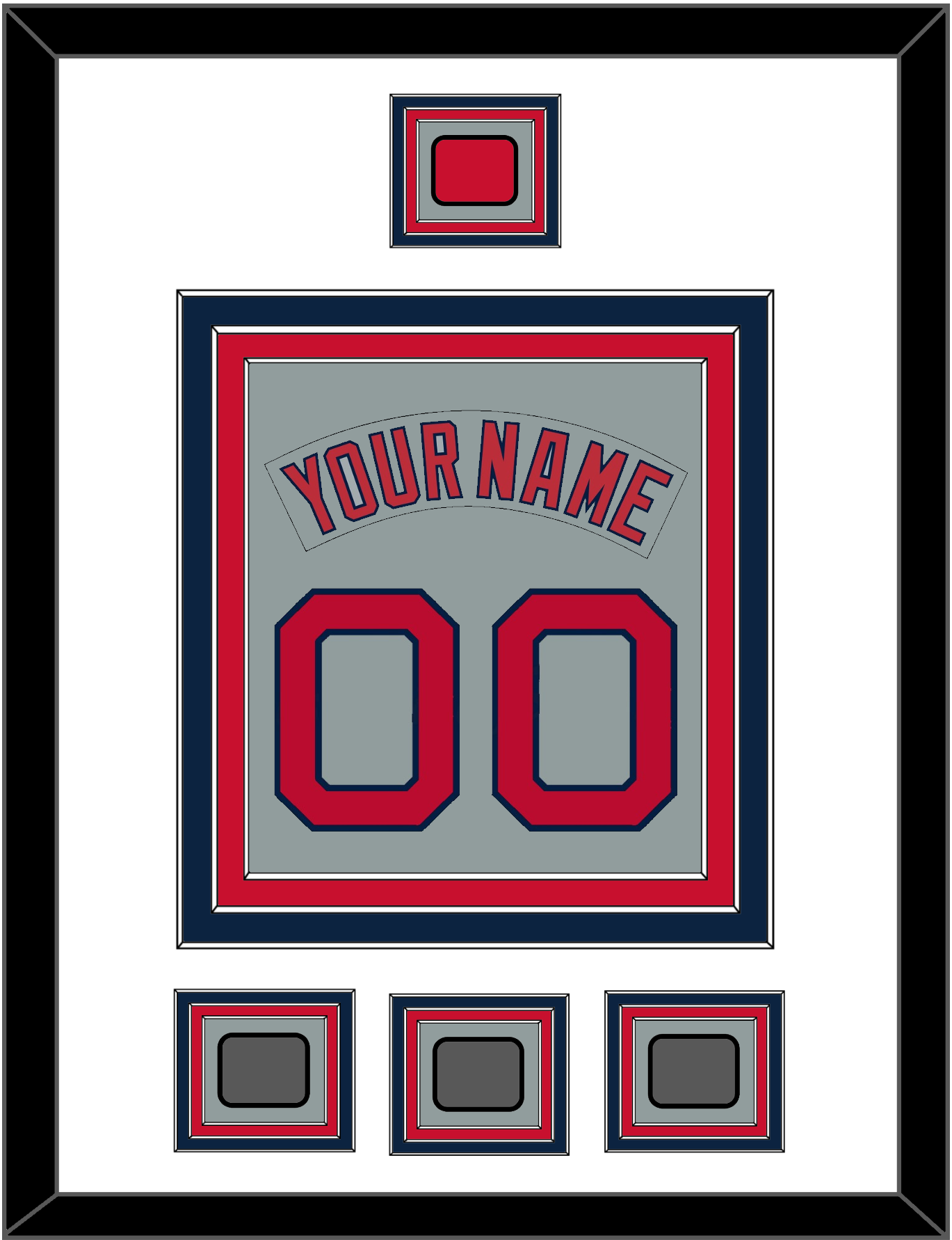 Boston Nameplate & Number (Back) Combined With Logo Patch & 3 World Series Champions Patches - Road Gray (1992-2008) - Premier Tier 1
