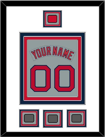 Boston Nameplate & Number (Back) Combined With Logo Patch & 3 World Series Champions Patches - Road Gray (1992-2008) - Premier Tier 1