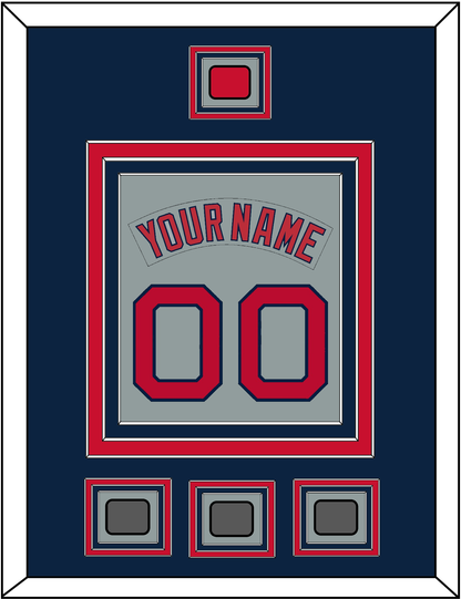 Boston Nameplate & Number (Back) Combined With Logo Patch & 3 World Series Jersey Patches - Road Gray (1992-2008) - Premier Tier 3
