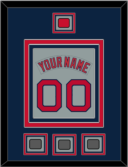 Boston Nameplate & Number (Back) Combined With Logo Patch & 3 World Series Jersey Patches - Road Gray (1992-2008) - Premier Tier 3