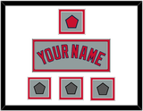Boston Name, Logo Patch & Three World Series Jersey Patches - Road Gray - Double Mat 1