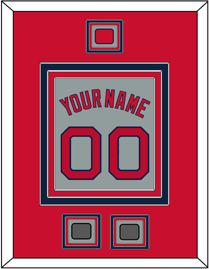 Boston Name, Number, Logo Patch & Two World Series Champions Patches - Road Gray - Premier Tier 2