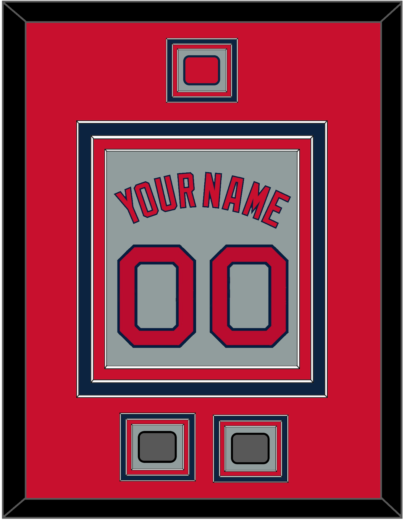 Boston Name, Number, Logo Patch & Two World Series Champions Patches - Road Gray - Premier Tier 2