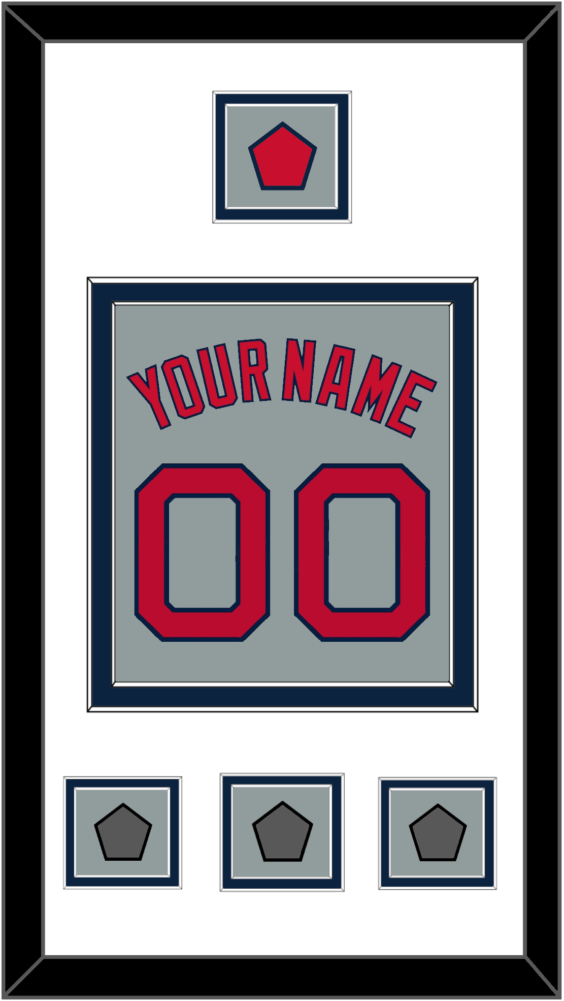 Boston Name, Number, Logo Patch & Three World Series Champions Patches - Road Gray - Signature Tier 2