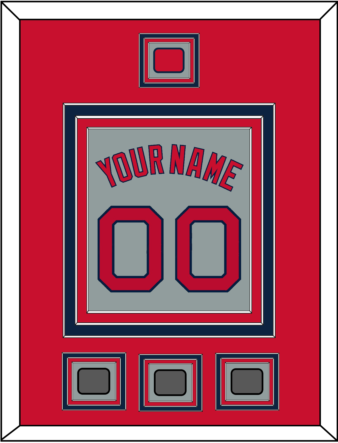 Boston Name, Number, Logo Patch & Three World Series Champions Patches - Road Gray - Premier Tier 2
