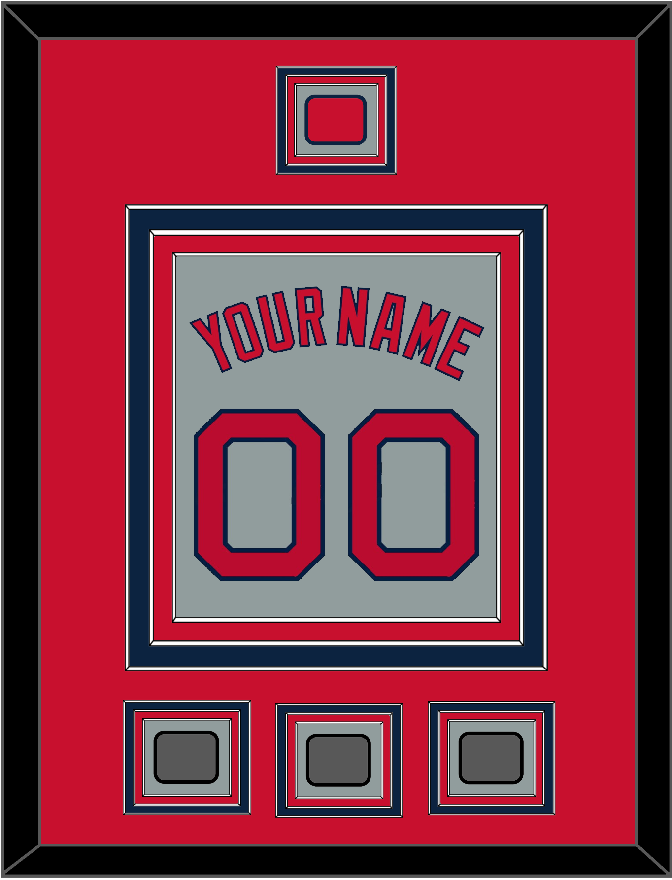 Boston Name, Number, Logo Patch & Three World Series Champions Patches - Road Gray - Premier Tier 2