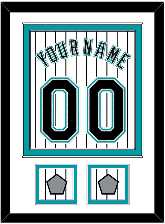 Florida Name & Number With 2 World Series Patches - Home White Pinstripes (2003-2011) - Double Mat 1