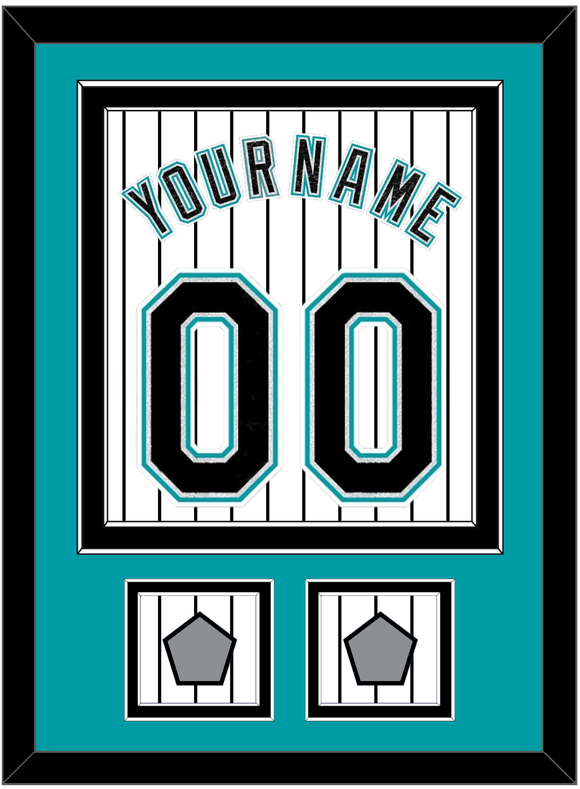 Florida Name & Number With 2 World Series Patches - Home White Pinstripes (2003-2011) - Double Mat 2