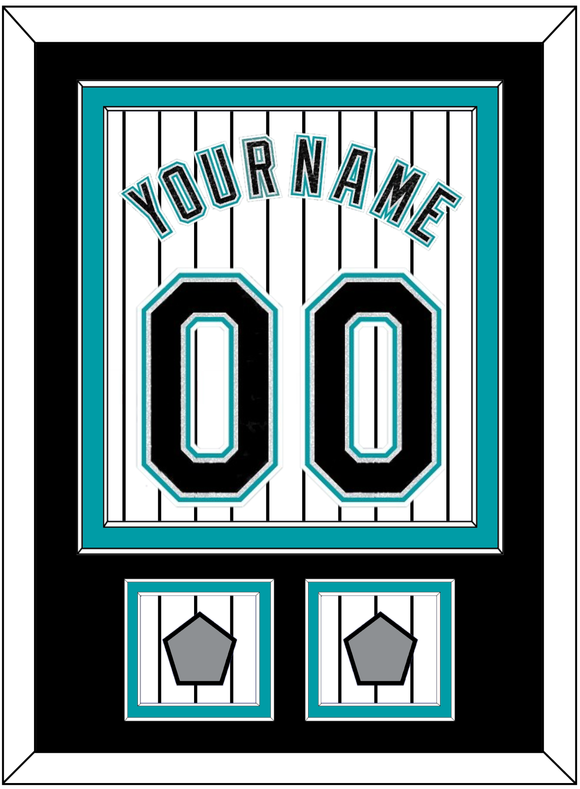 Florida Name & Number With 2 World Series Patches - Home White Pinstripes (2003-2011) - Double Mat 3