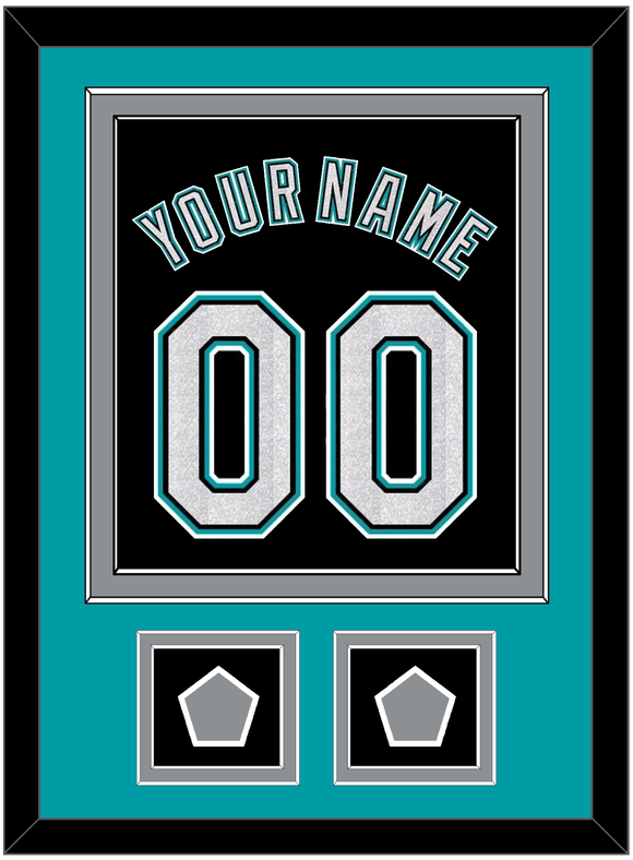 Florida Name & Number With 2 World Series Patches - Alternate Black (2003-2011) - Double Mat 3