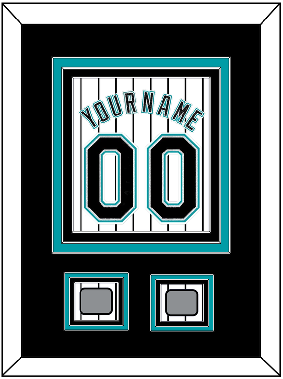 Florida Name & Number With 2 World Series Patches - Home White Pinstripes (2003-2011) - Triple Mat 3